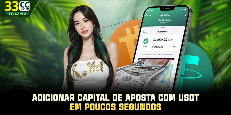 Adicionar capital de aposta com USDT em poucos segundos